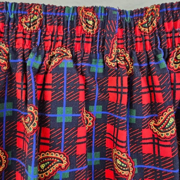 Talbots Sz 14P Red Blue Plaid Paisley Flannel Midi Skirt Pockets Western Cottage - Picture 10 of 13